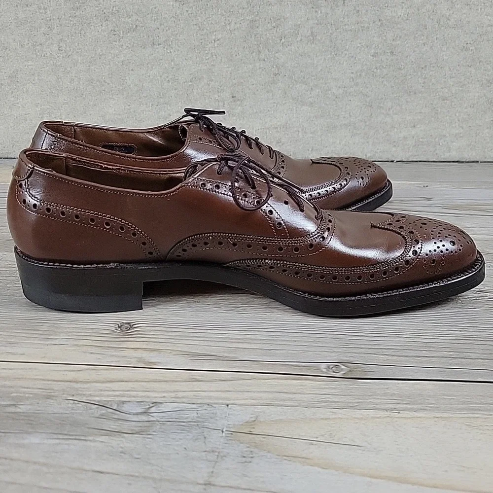 Allen Edmonds Mens Shoes 10 4A AAAA Wingtip Brown Oxford 6375 Brogue Super Slim